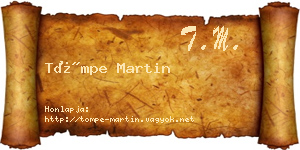 Tömpe Martin névjegykártya